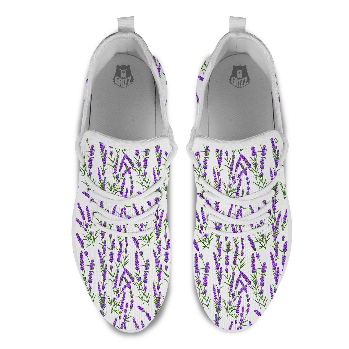 Lavender White And Purple Print Pattern White Athletic Shoes-grizzshop