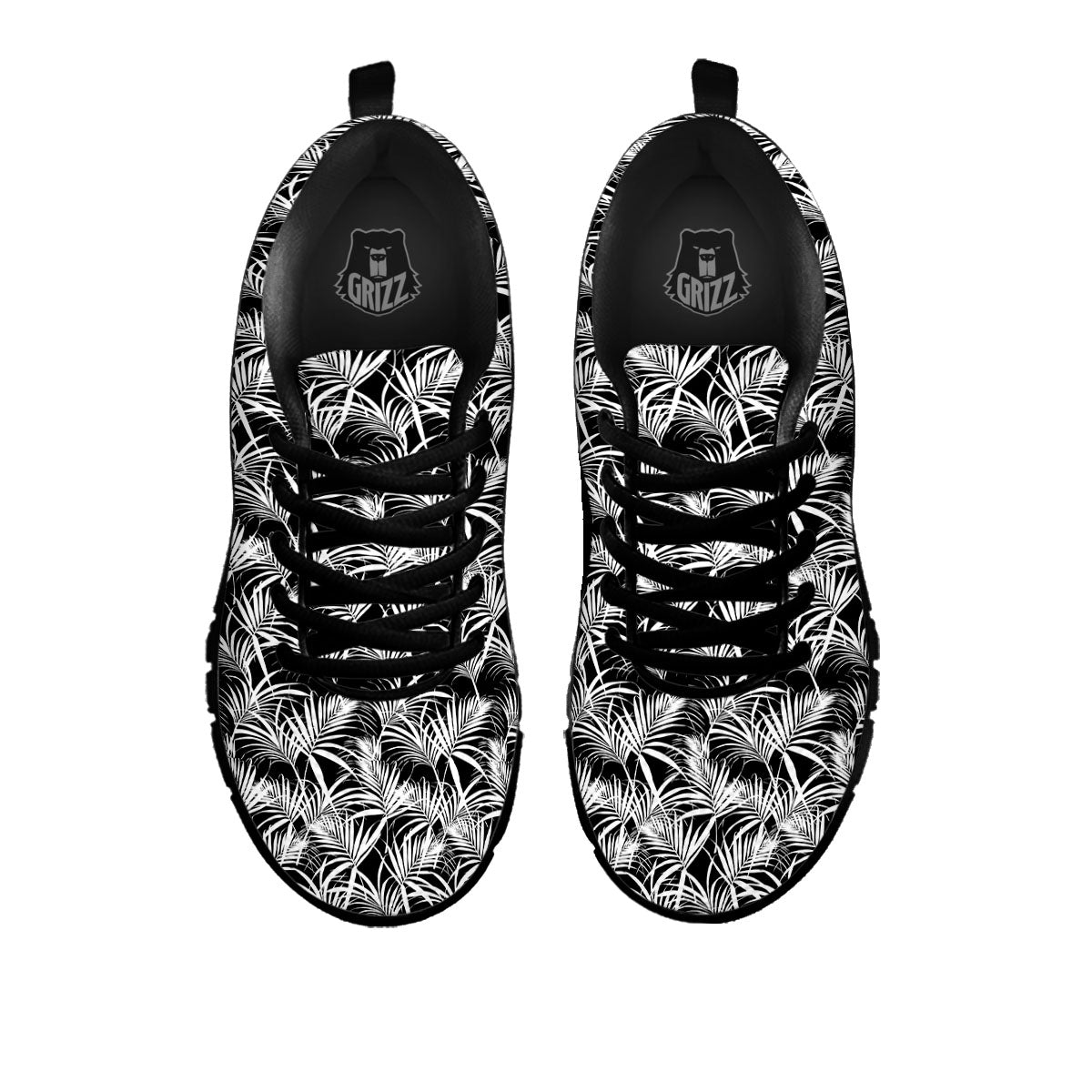 Leaf Aloha Black Palm Print Pattern Black Sneaker-grizzshop