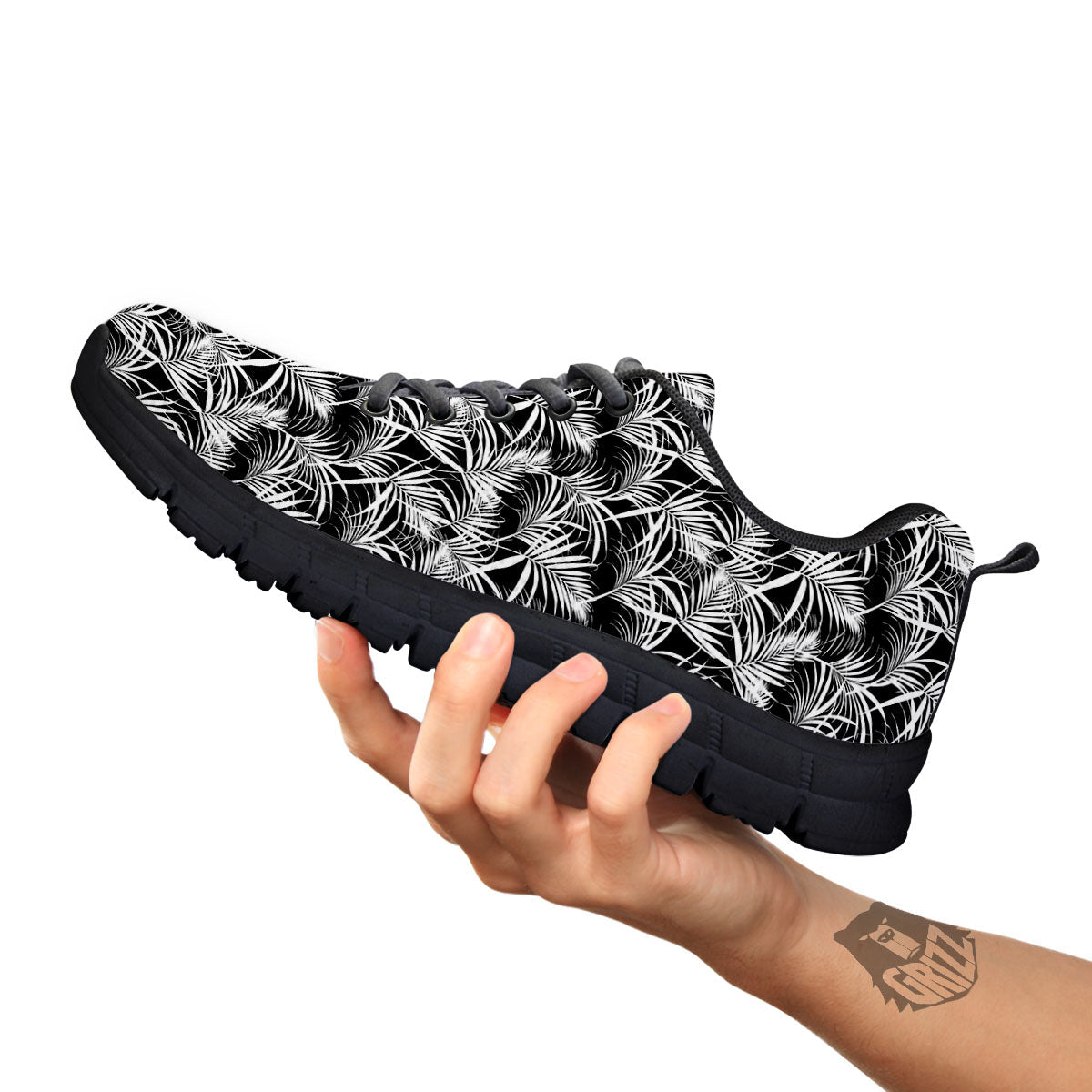 Leaf Aloha Black Palm Print Pattern Black Sneaker-grizzshop