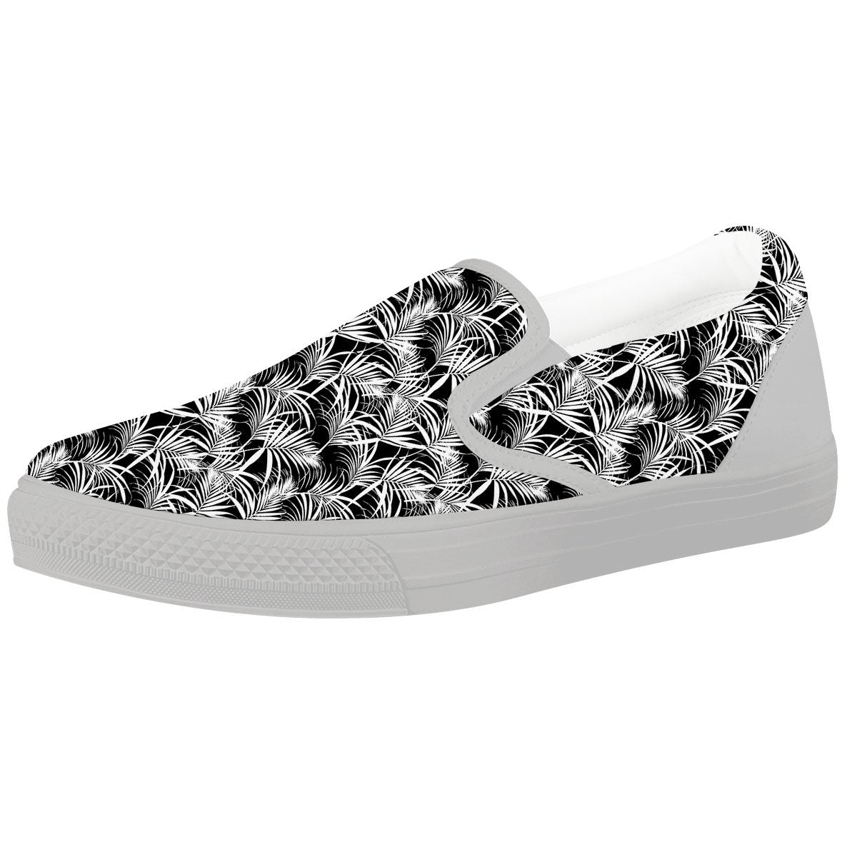 Leaf Aloha Black Palm Print Pattern White Slip On Shoes-grizzshop