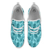 Leaf Flower Teal Hawaiian Print Pattern White Athletic Shoes-grizzshop