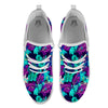 Leaf Green And Purple Print Pattern White Athletic Shoes-grizzshop