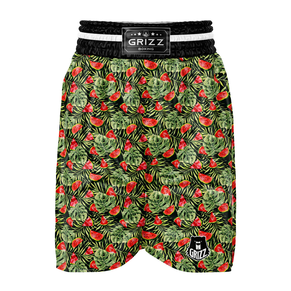 Leaf Palm Watermelon Black Print Pattern Boxing Shorts-grizzshop