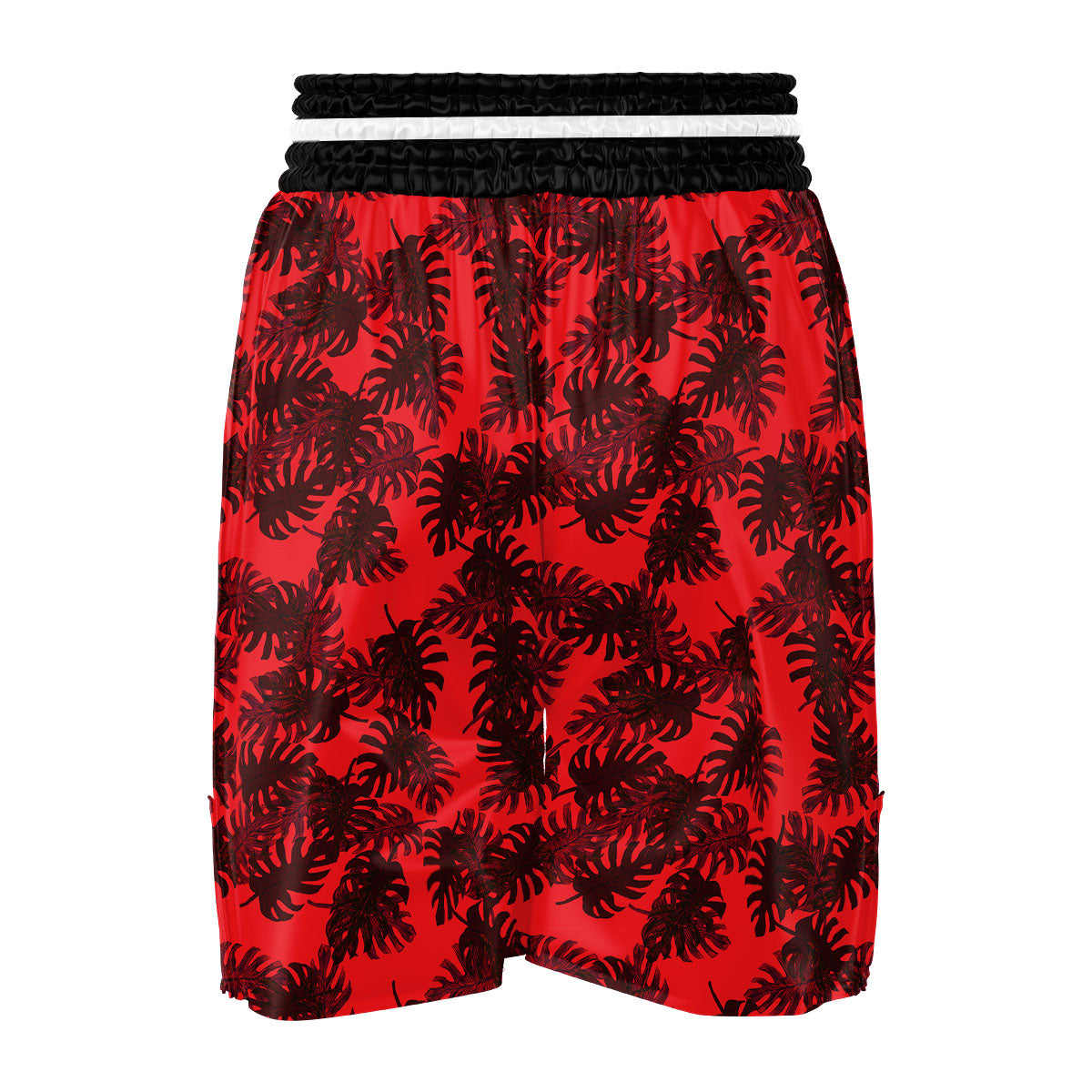 Leaf Red Print Pattern Boxing Shorts-grizzshop