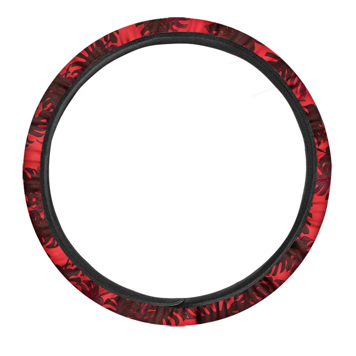 Leaf Red Print Pattern Car Steering Wheel Cover-grizzshop