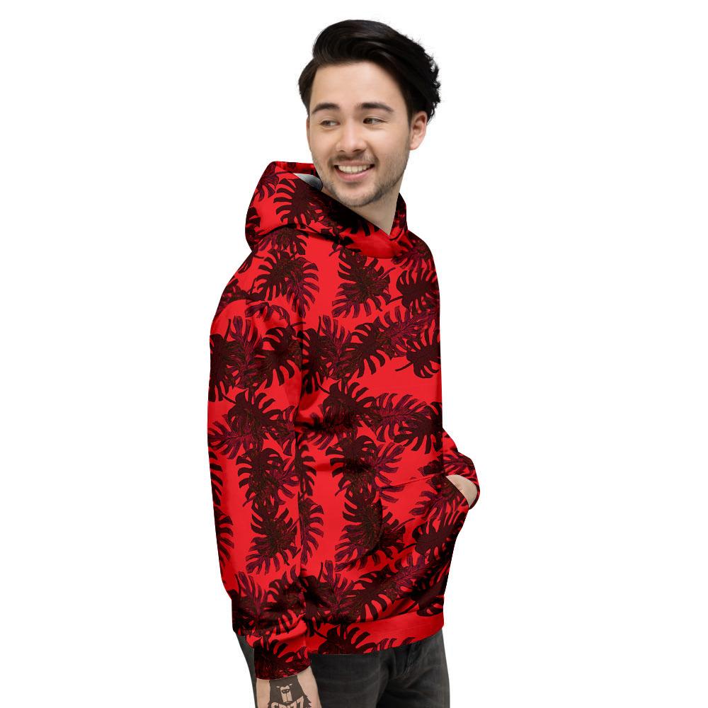 Leaf Red Print Pattern Men's Hoodie-grizzshop