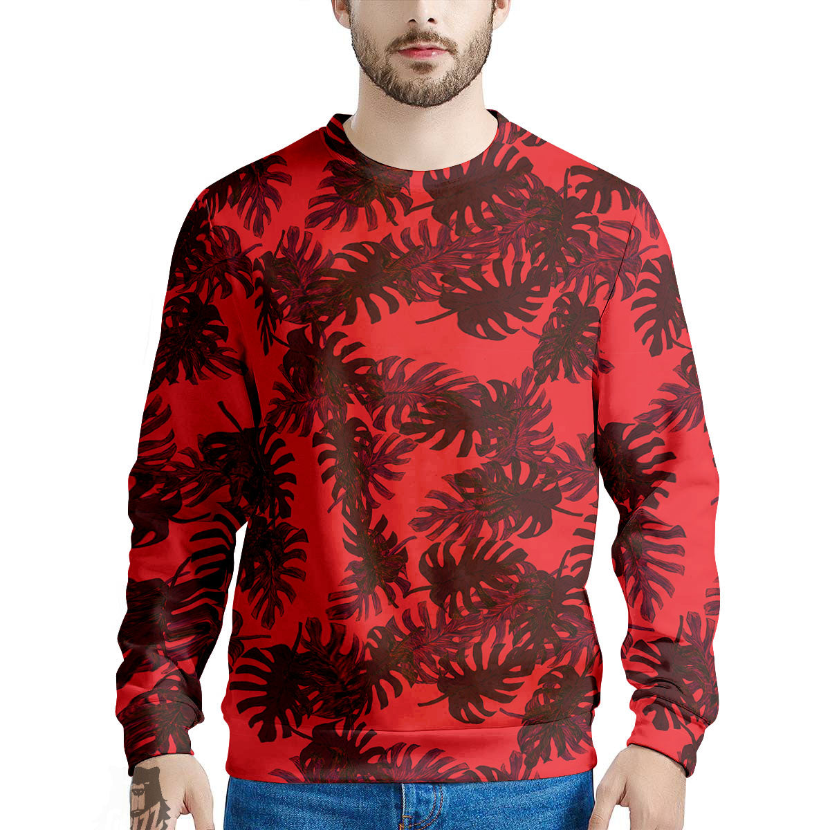 Leaf Red Print Pattern Men's Sweatshirt-grizzshop