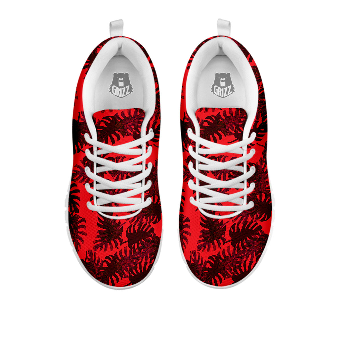 Leaf Red Print Pattern White Sneaker-grizzshop