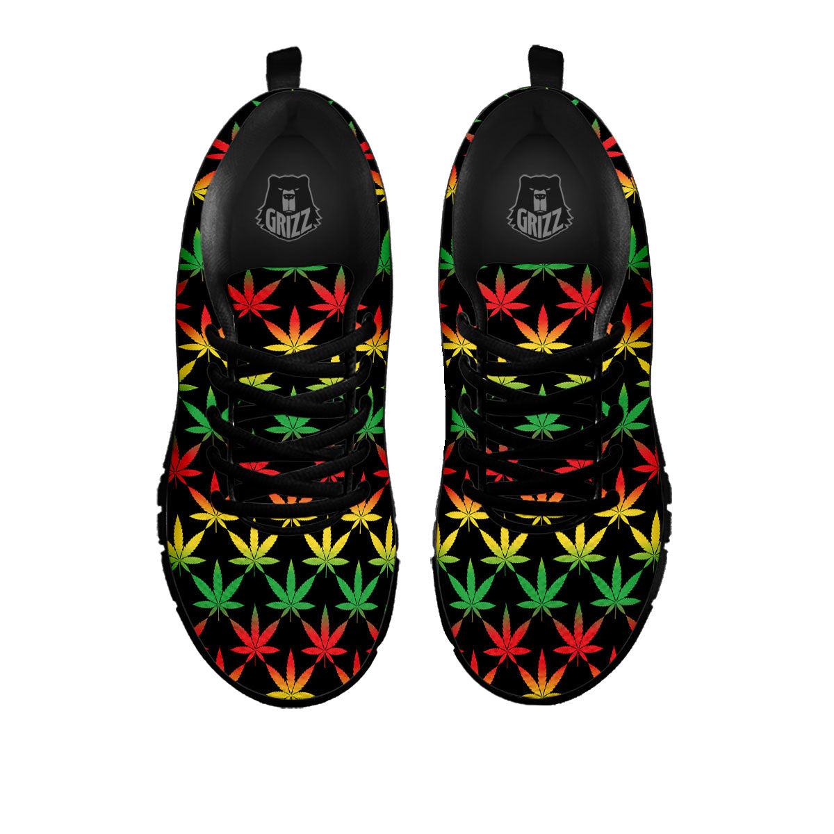 Leaf Reggae Marijuana Print Pattern Black Sneaker-grizzshop