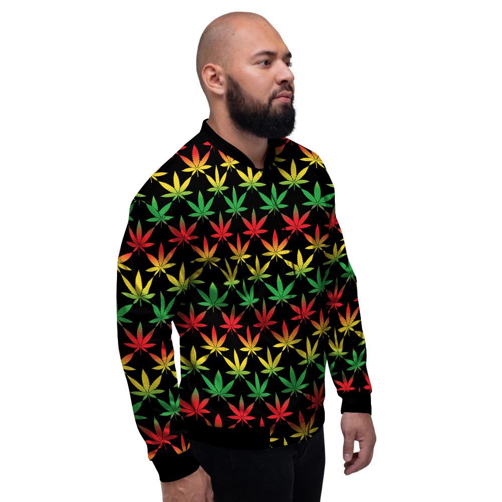 Leaf Reggae Marijuana Print Pattern Men's Bomber Jacket-grizzshop