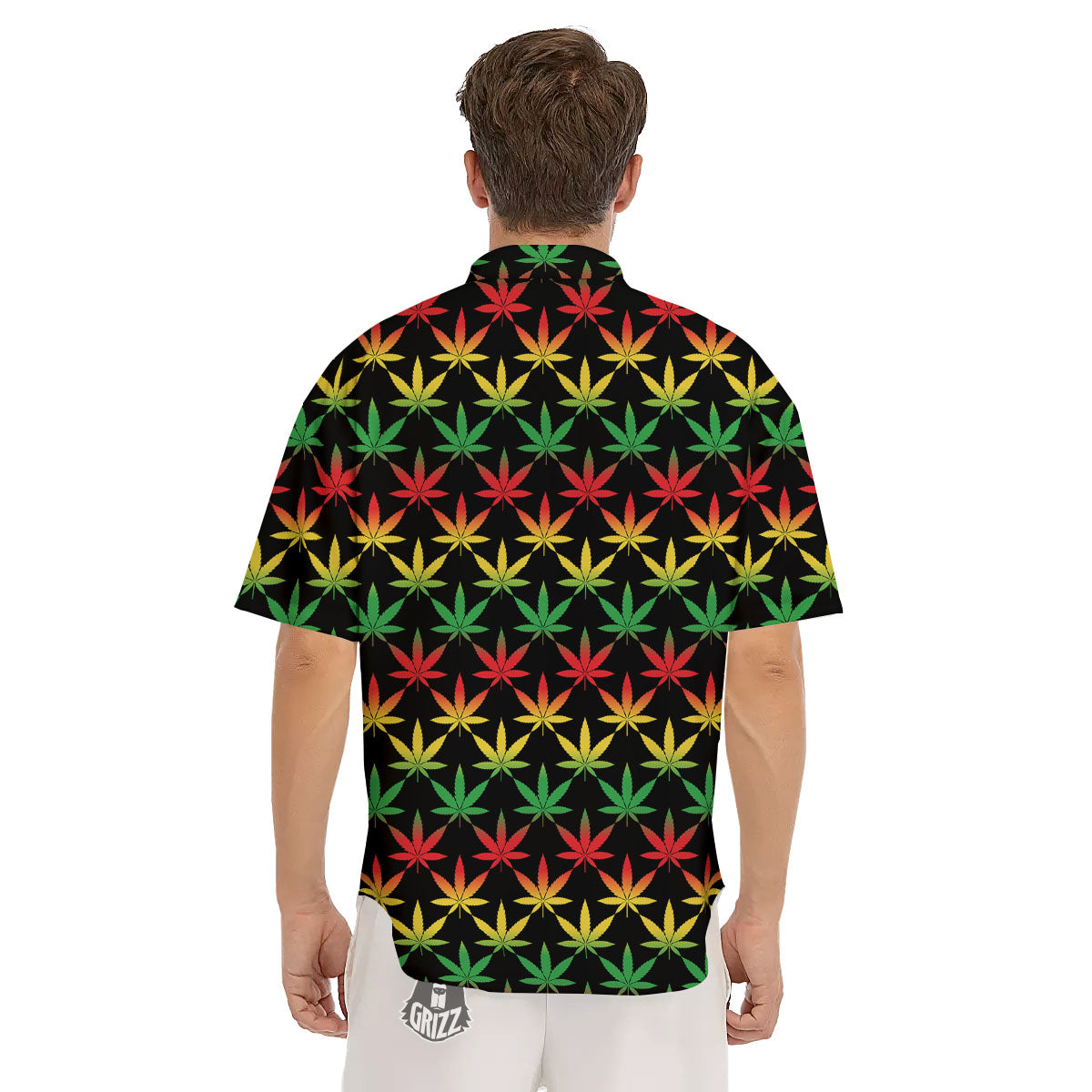 Leaf Reggae Marijuana Print Pattern Men's Short Sleeve Shirts-grizzshop