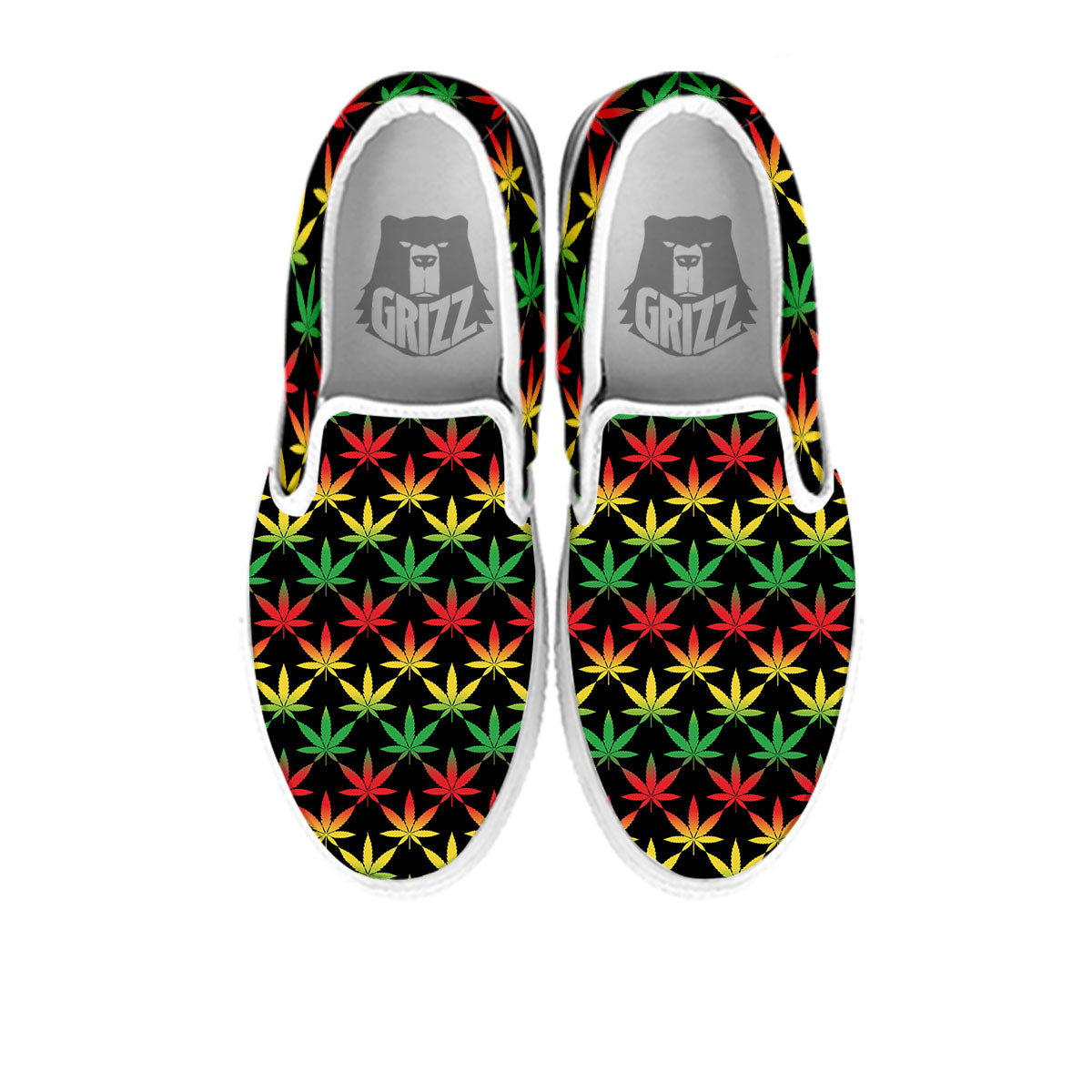 Leaf Reggae Marijuana Print Pattern White Slip On Shoes-grizzshop
