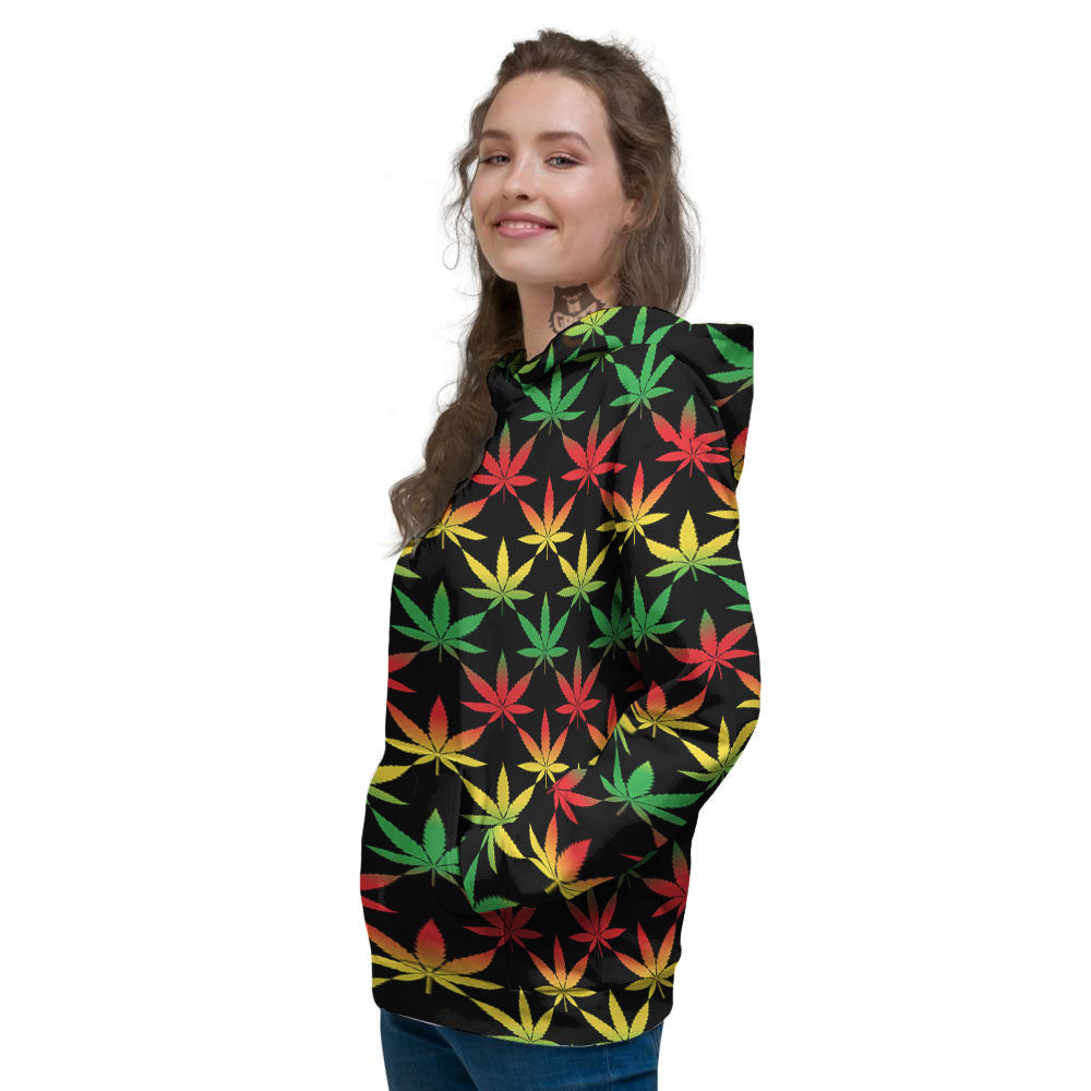 Leaf Reggae Marijuana Print Pattern Women's Hoodie-grizzshop