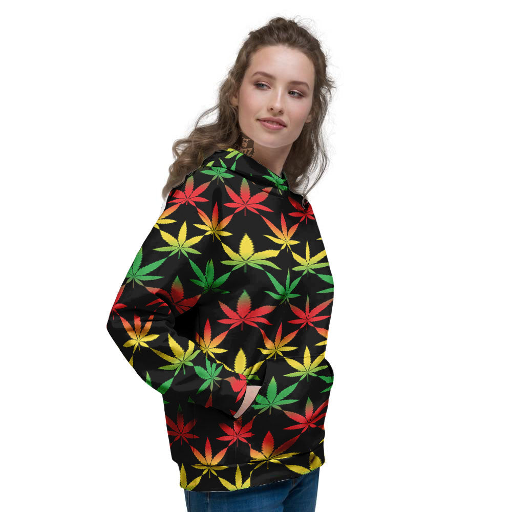 Leaf Reggae Marijuana Print Pattern Women's Hoodie-grizzshop