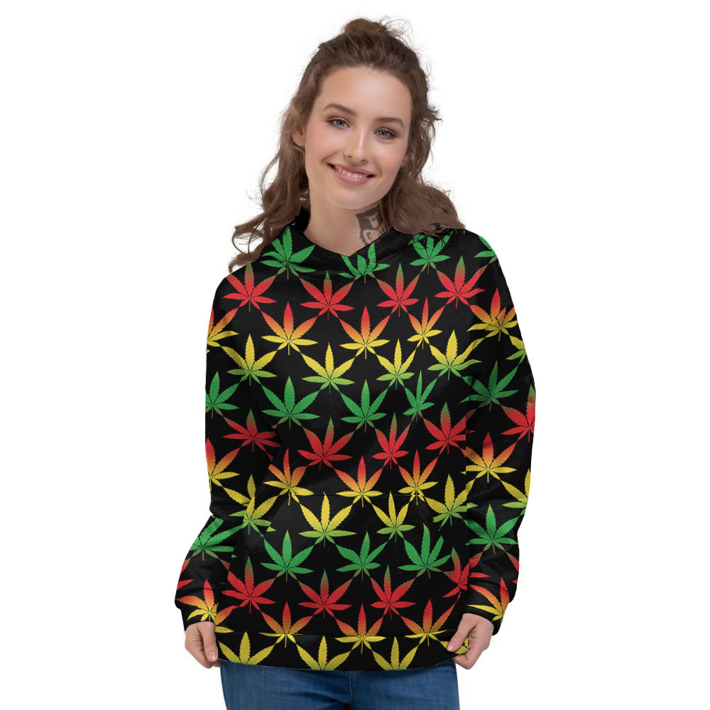 Leaf Reggae Marijuana Print Pattern Women's Hoodie-grizzshop