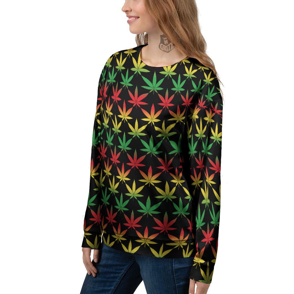 Leaf Reggae Marijuana Print Pattern Women's Sweatshirt-grizzshop