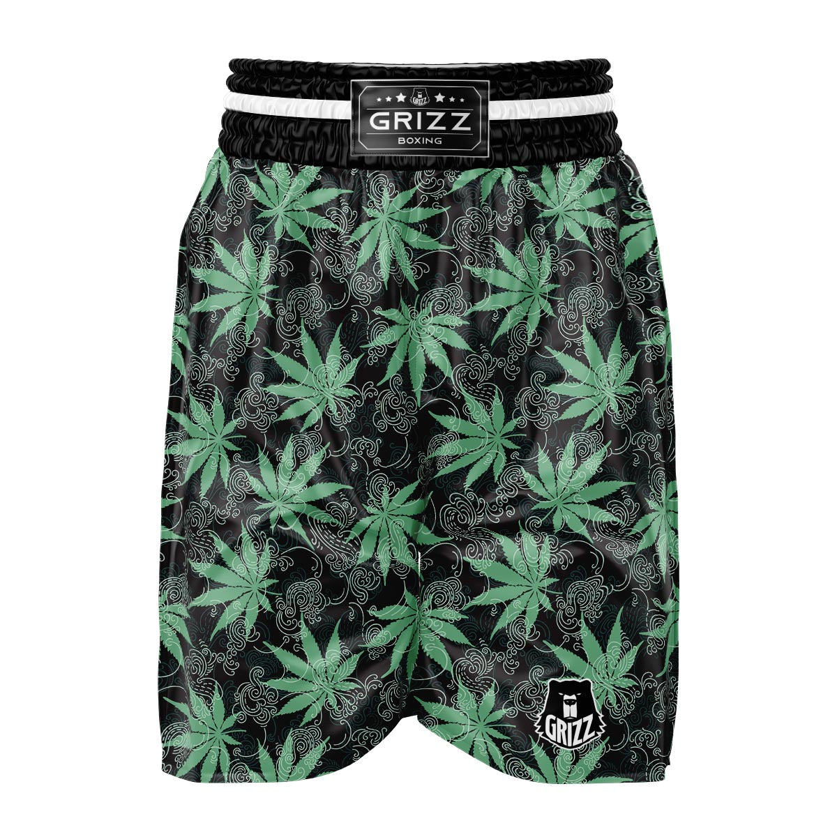 Leaf Swirl Cannabis Print Pattern Boxing Shorts-grizzshop