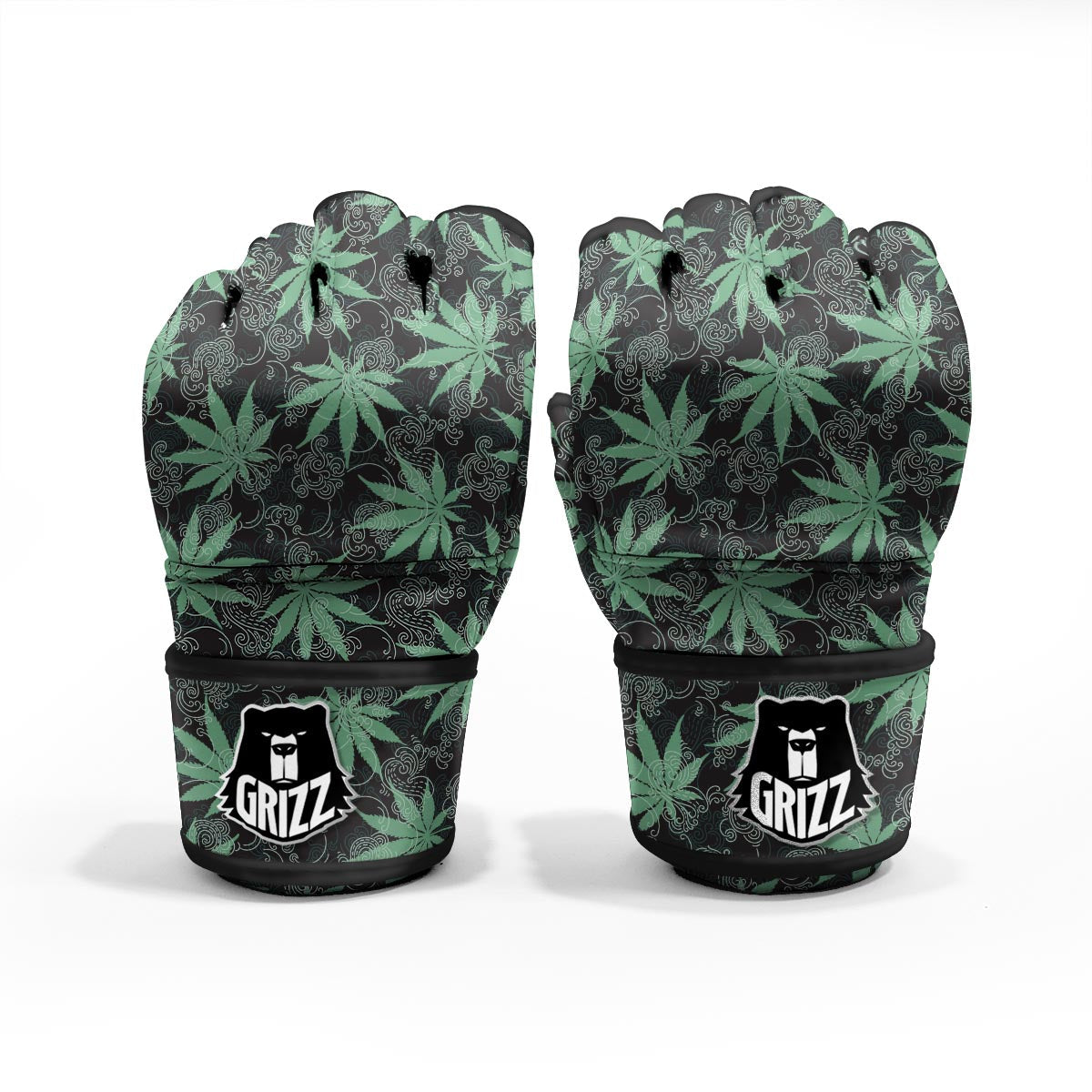 Leaf Swirl Cannabis Print Pattern MMA Gloves-grizzshop