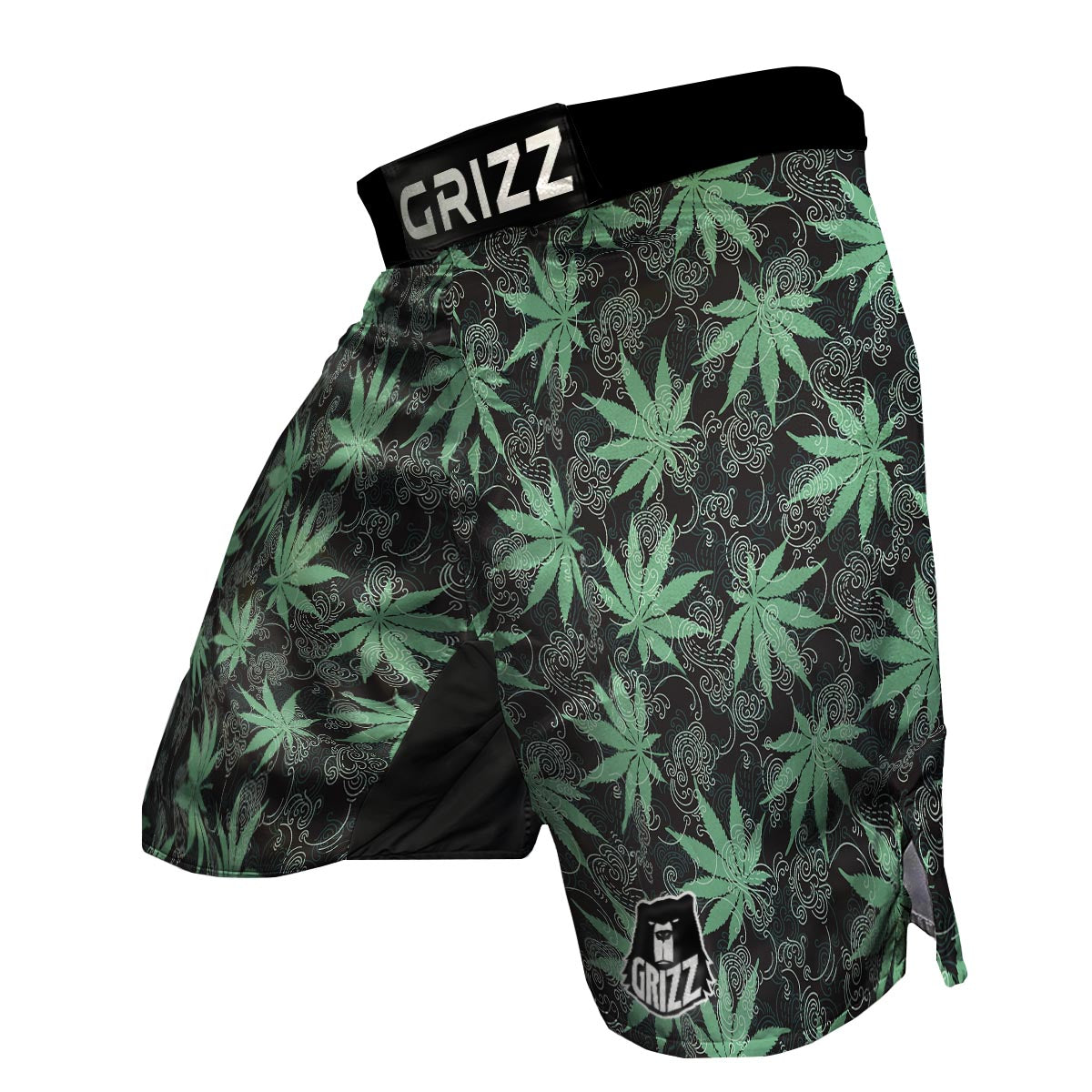 Leaf Swirl Cannabis Print Pattern MMA Shorts-grizzshop