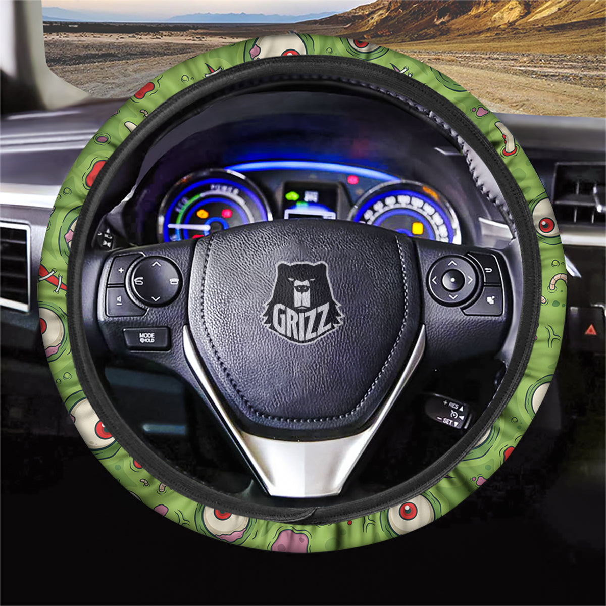 Leateher Face Zombie Print Pattern Car Steering Wheel Cover-grizzshop