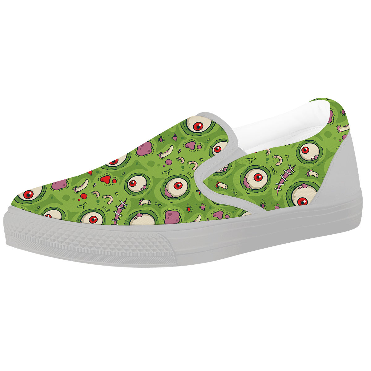 Leateher Face Zombie Print Pattern White Slip On Shoes-grizzshop