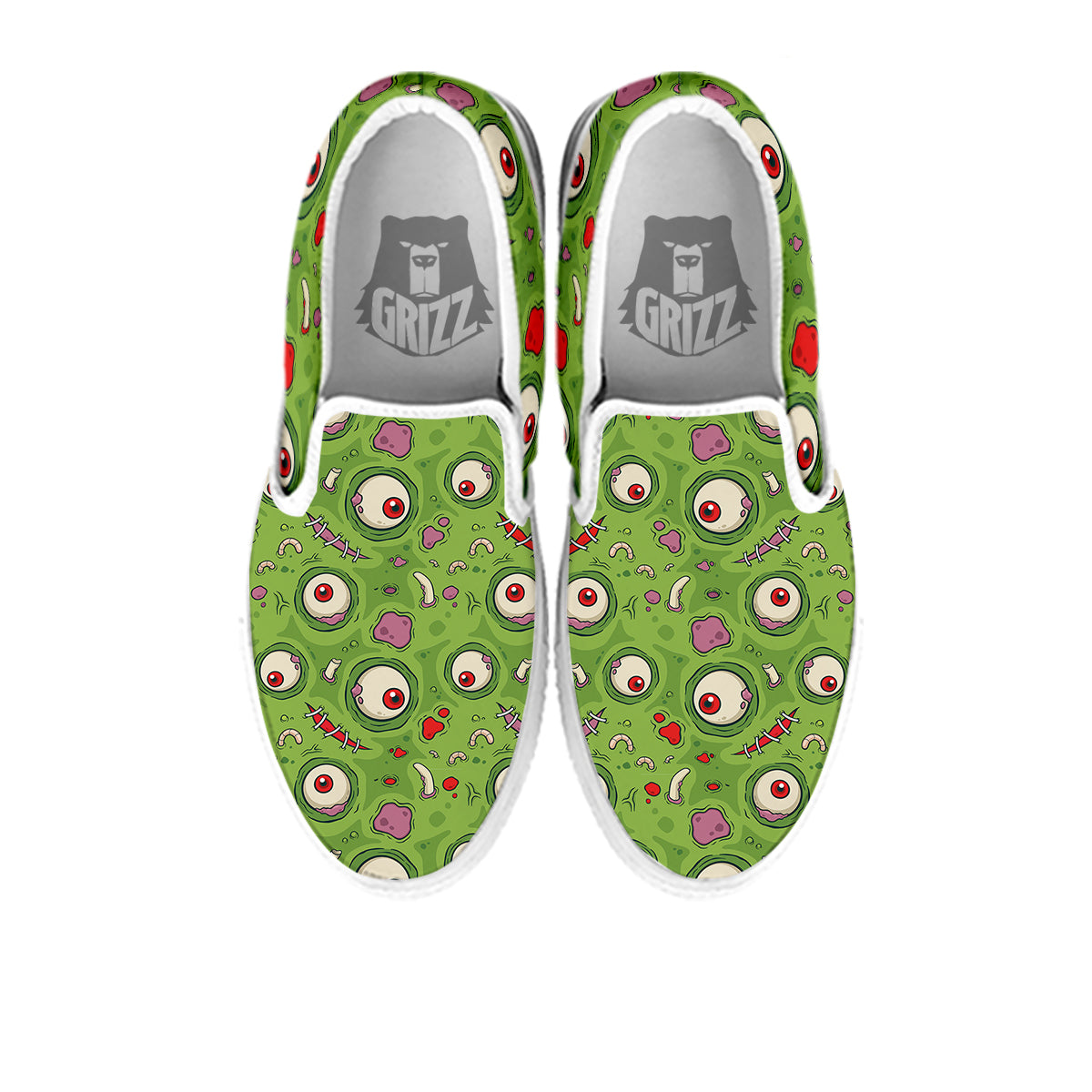 Leateher Face Zombie Print Pattern White Slip On Shoes-grizzshop
