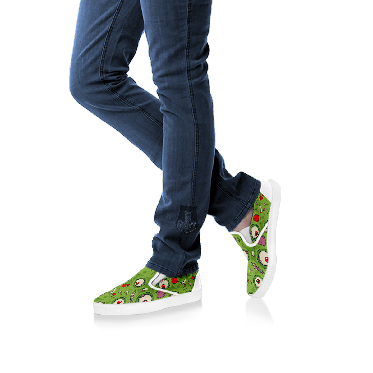 Leateher Face Zombie Print Pattern White Slip On Shoes-grizzshop