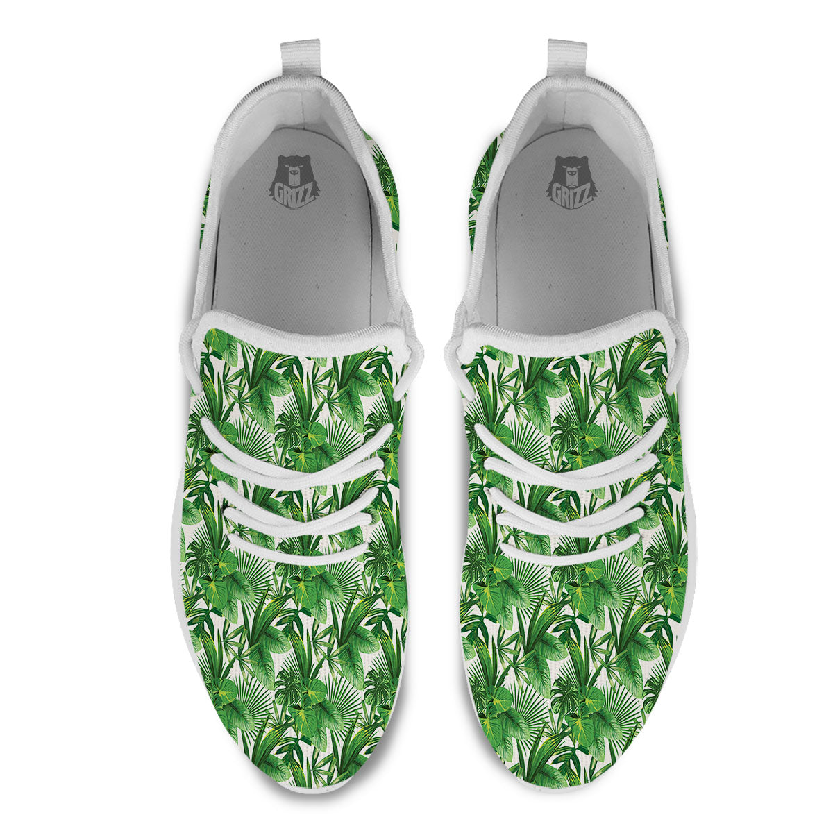 Leaves Hawaiian Palm Print Pattern White Athletic Shoes-grizzshop