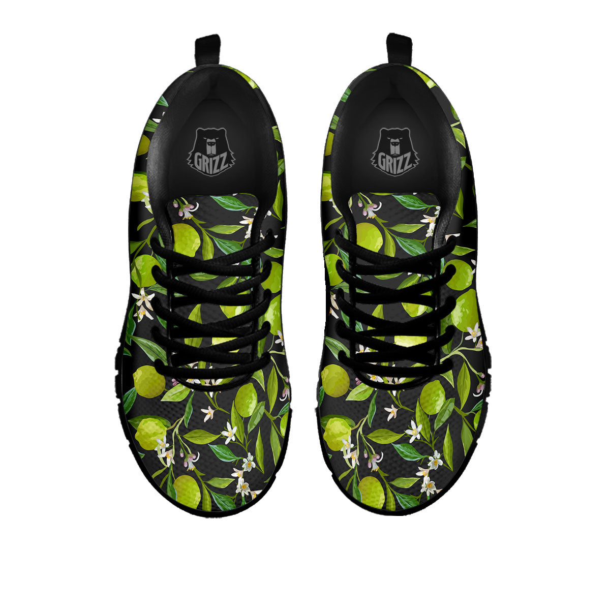 Lemon And Lime Print Pattern Black Sneaker-grizzshop