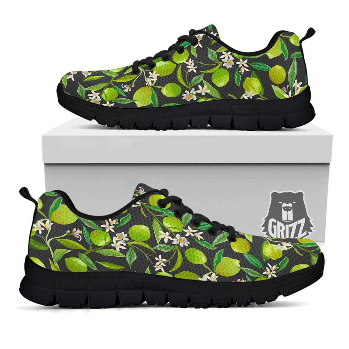 Lemon And Lime Print Pattern Black Sneaker-grizzshop