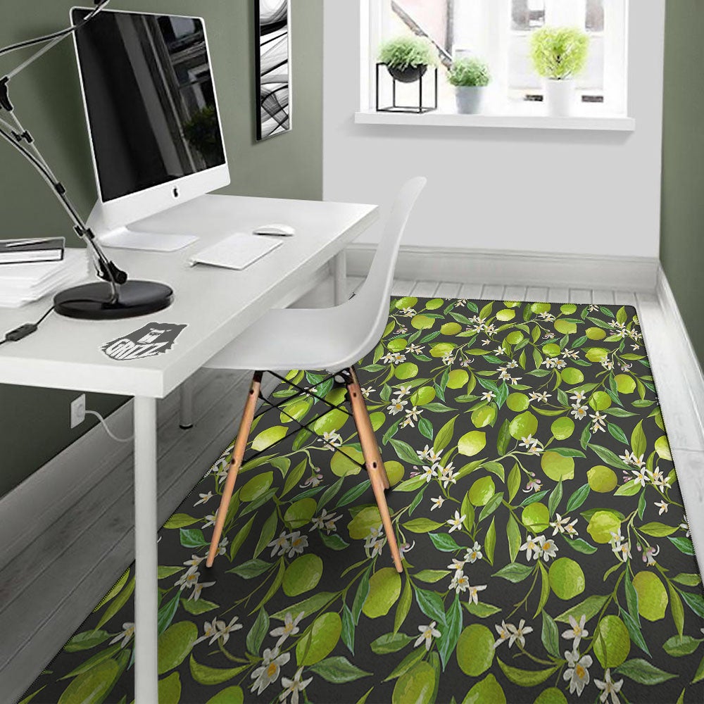 Lemon And Lime Print Pattern Floor Mat-grizzshop