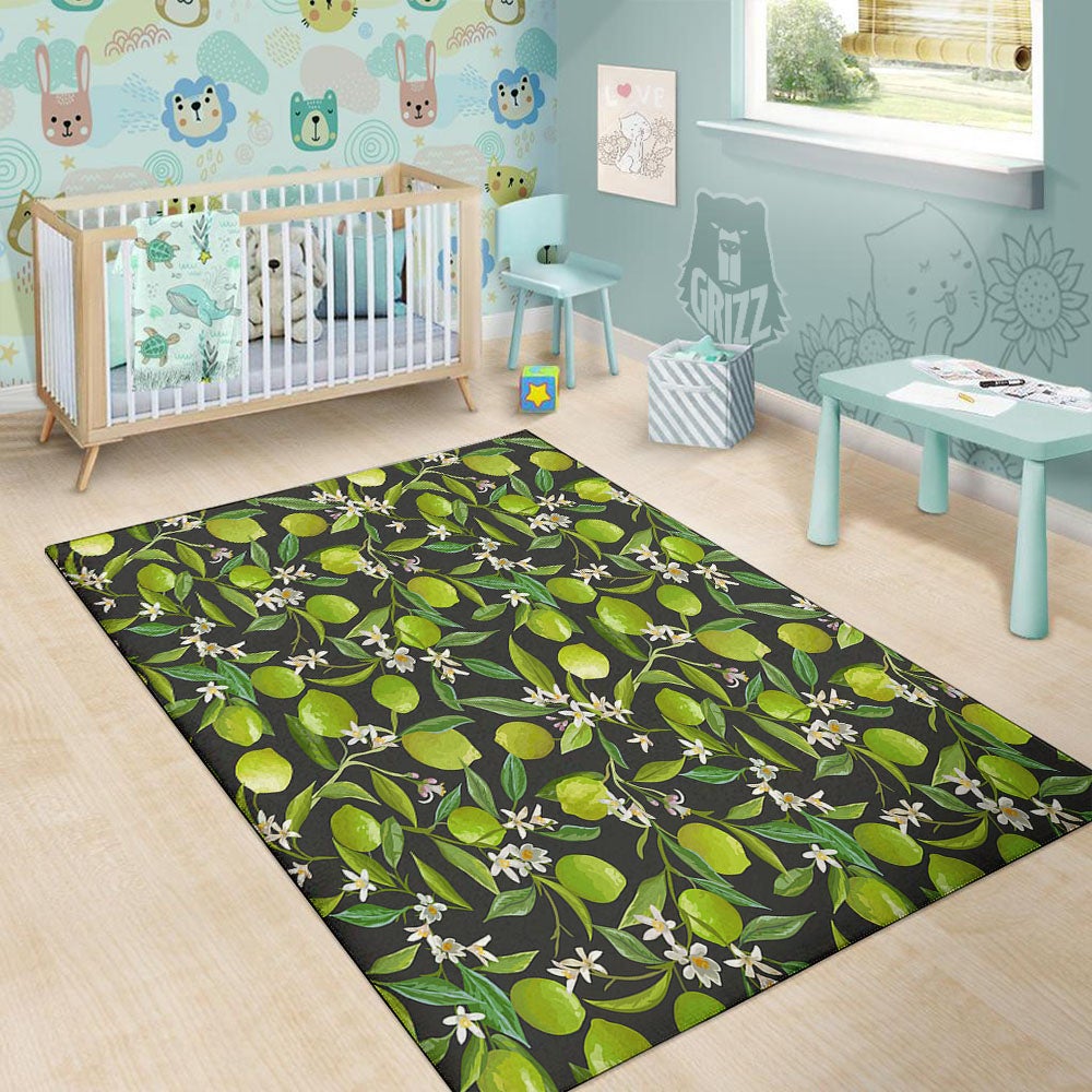 Lemon And Lime Print Pattern Floor Mat-grizzshop