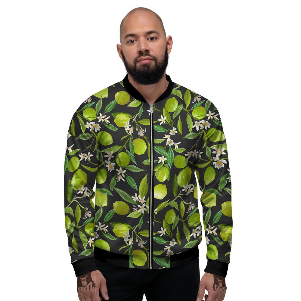 Lemon And Lime Print Pattern Men's Bomber Jacket-grizzshop
