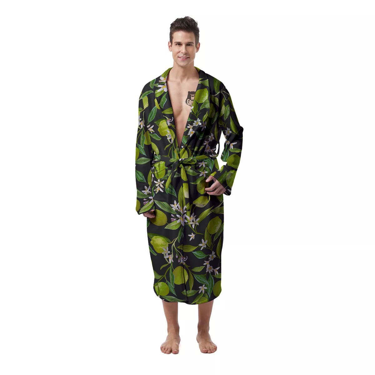 Lemon And Lime Print Pattern Men's Robe-grizzshop