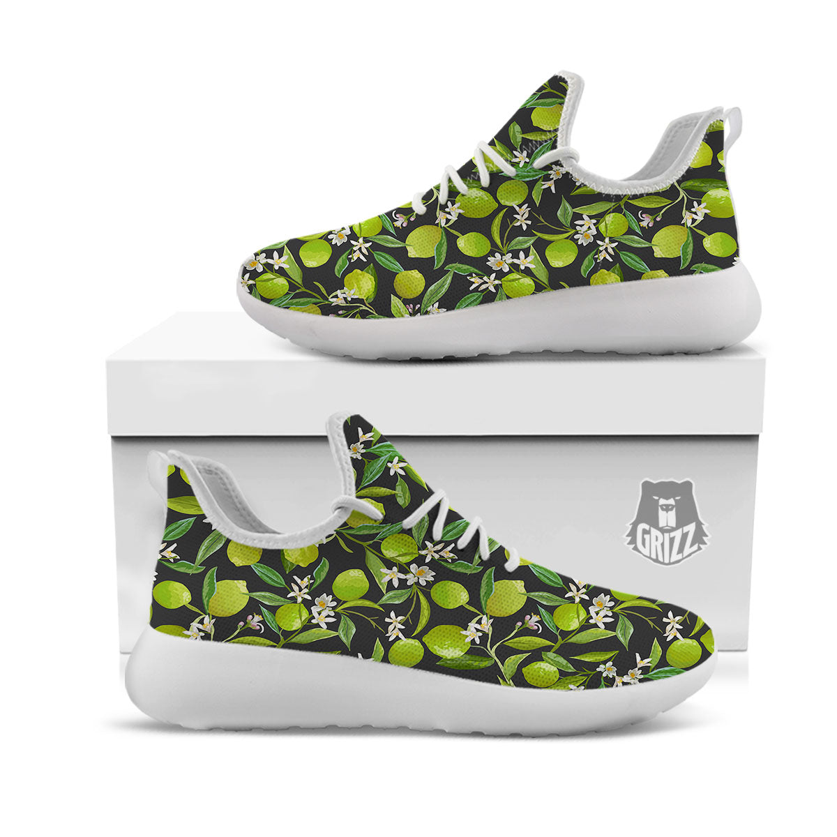 Lemon And Lime Print Pattern White Athletic Shoes-grizzshop