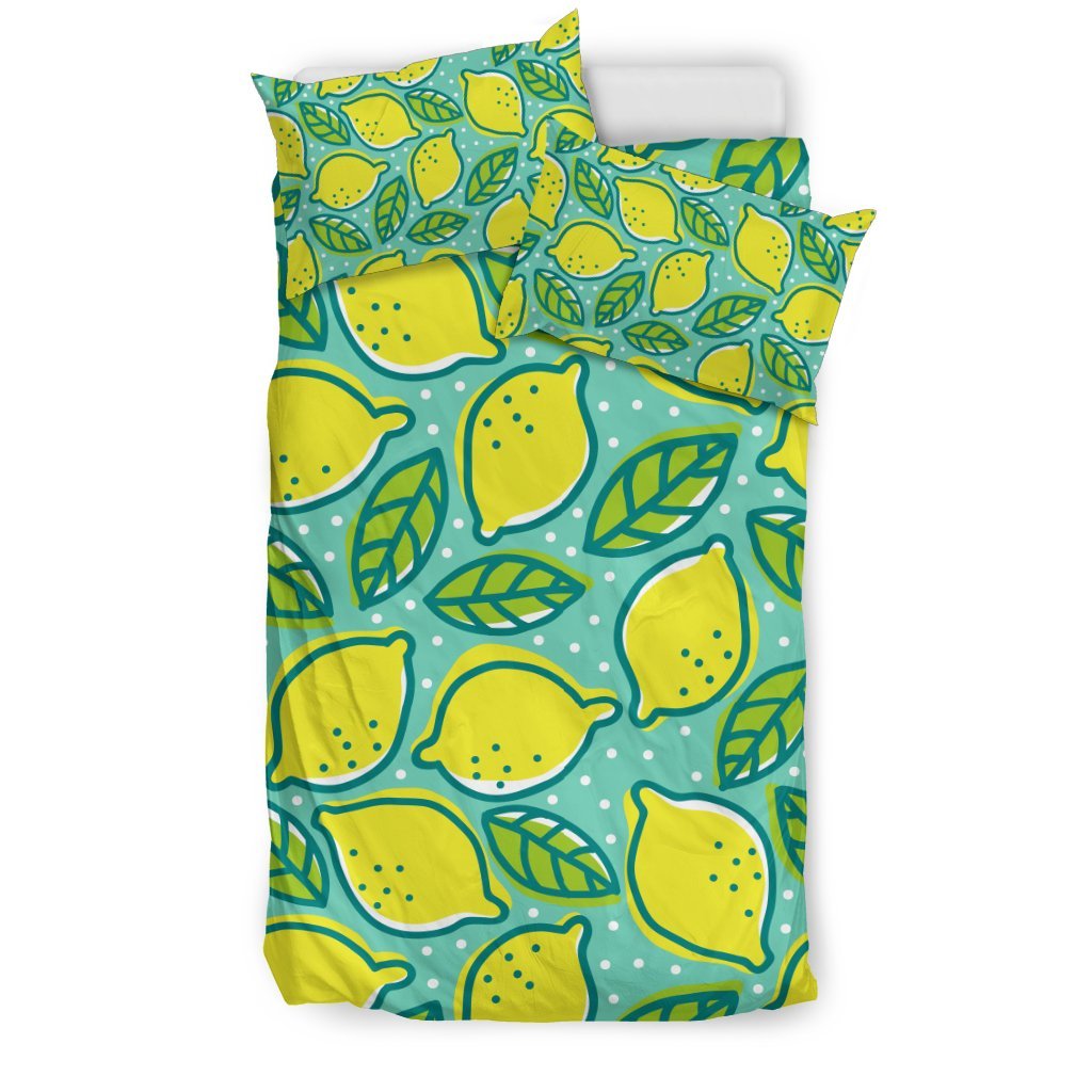 Lemon Pattern Print Duvet Cover Bedding Set-grizzshop