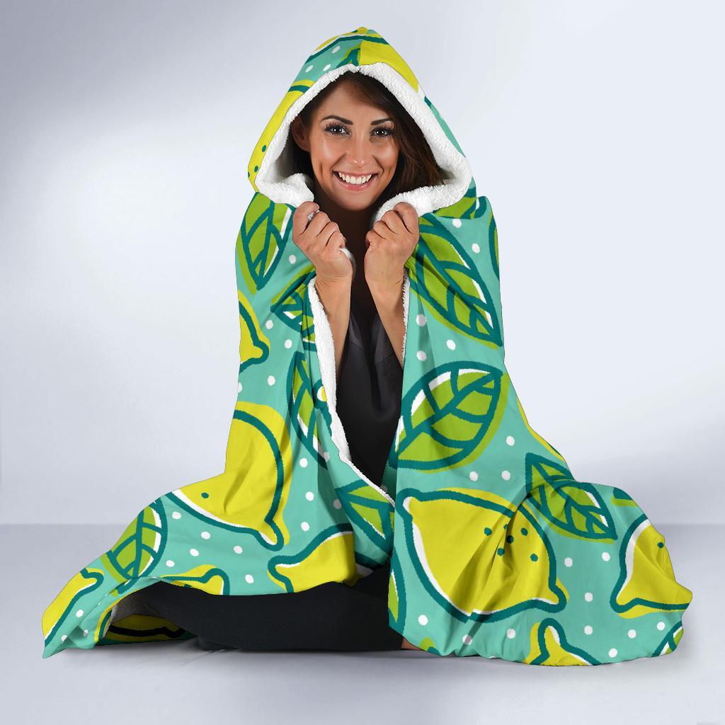 Lemon Pattern Print Hooded Blanket-grizzshop