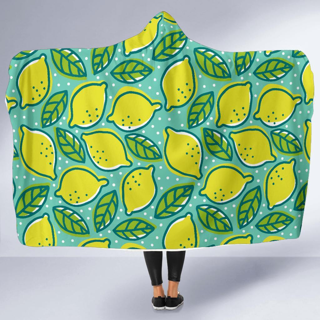 Lemon Pattern Print Hooded Blanket-grizzshop