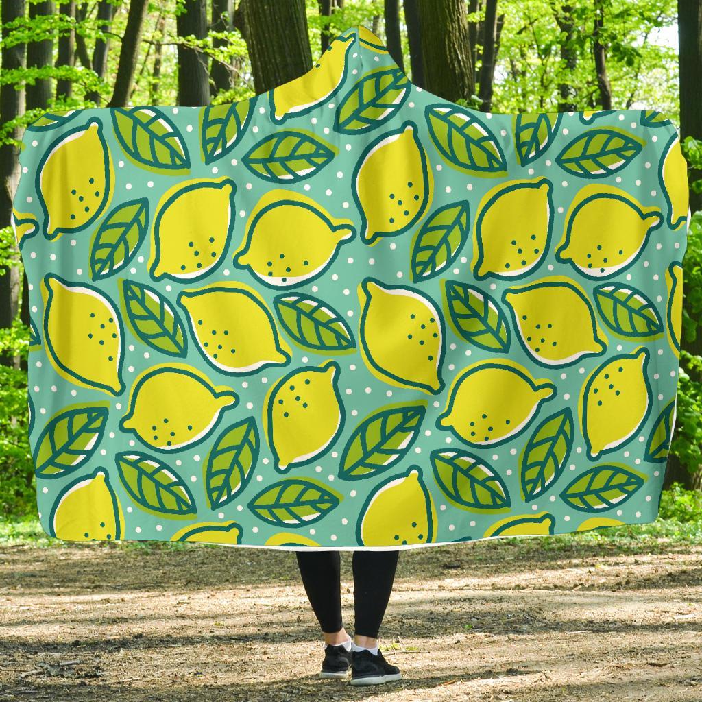 Lemon Pattern Print Hooded Blanket-grizzshop