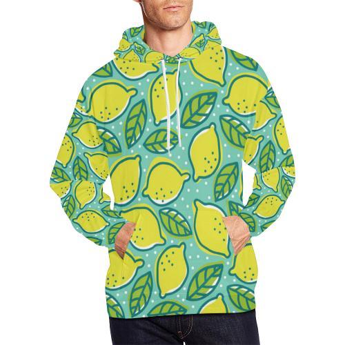 Lemon Pattern Print Men Pullover Hoodie-grizzshop
