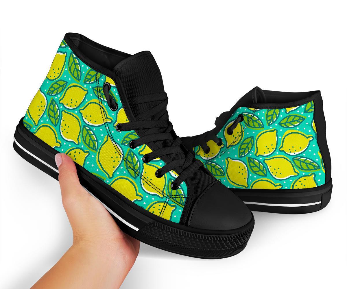 Lemon Pattern Print Men Women's High Top Shoes-grizzshop