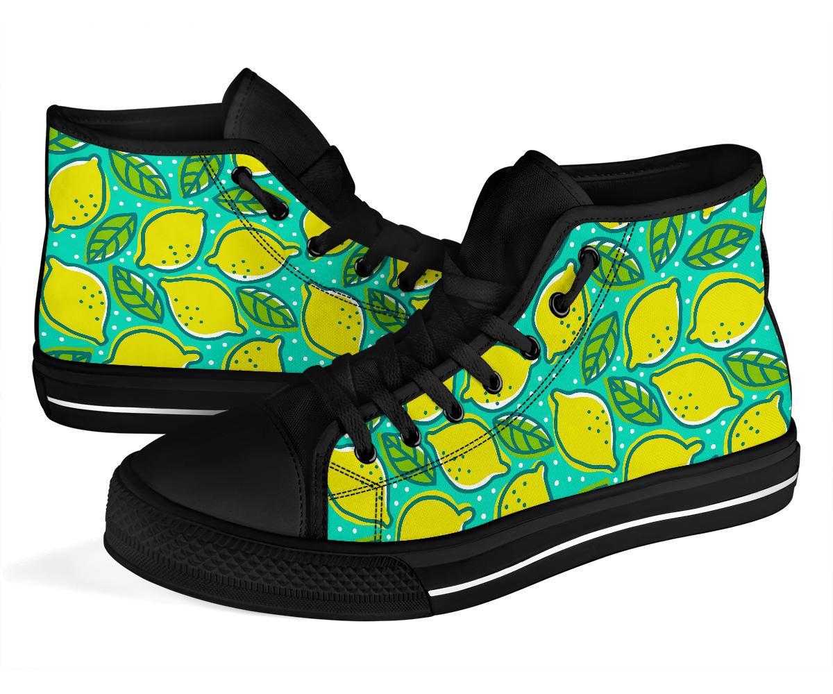 Lemon Pattern Print Men Women's High Top Shoes-grizzshop