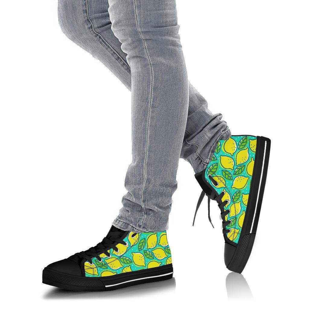 Lemon Pattern Print Men Women's High Top Shoes-grizzshop