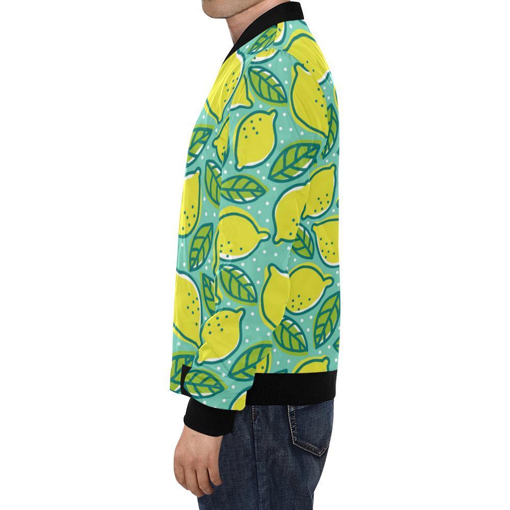 Lemon Pattern Print Men's Bomber Jacket-grizzshop