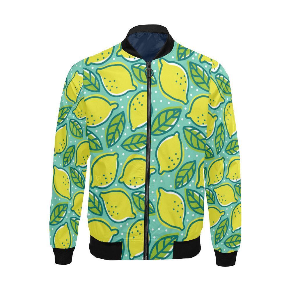 Lemon Pattern Print Men's Bomber Jacket-grizzshop