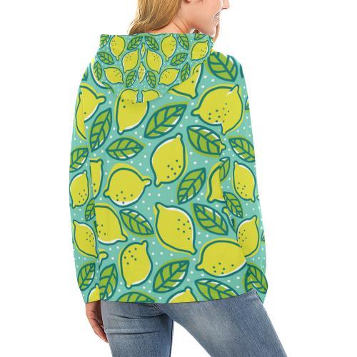 Lemon Pattern Print Women Pullover Hoodie-grizzshop