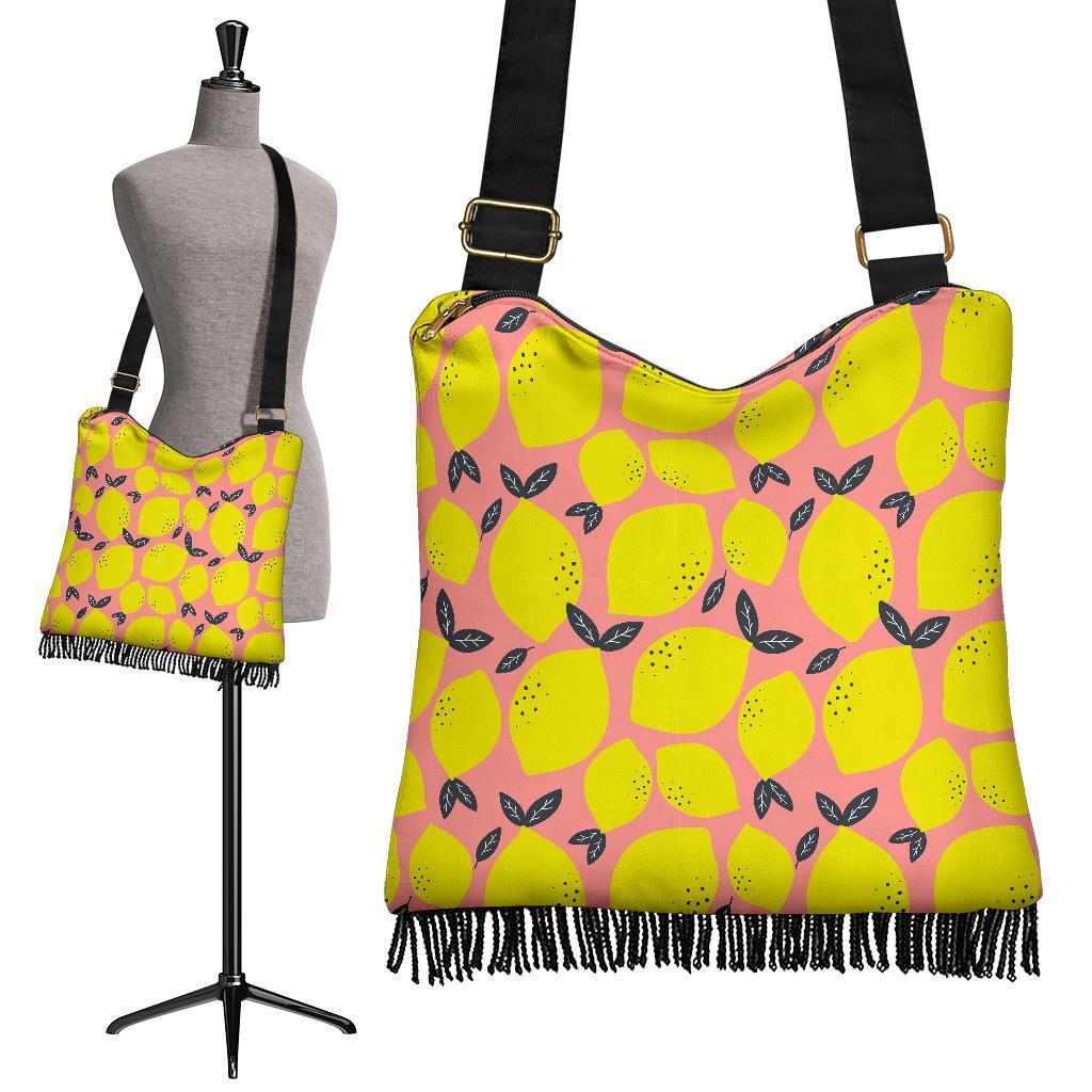 Lemon Print Pattern Crossbody Bags-grizzshop