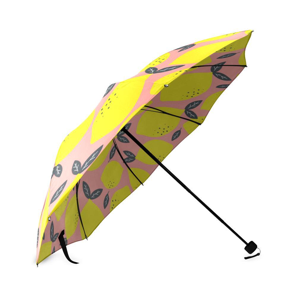 Lemon Print Pattern Foldable Umbrella-grizzshop