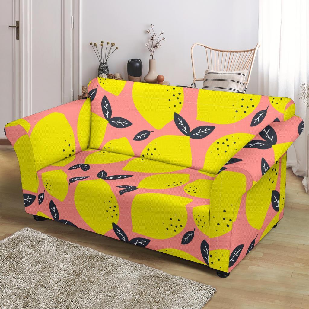 Lemon Print Pattern Loveseat Cover-grizzshop