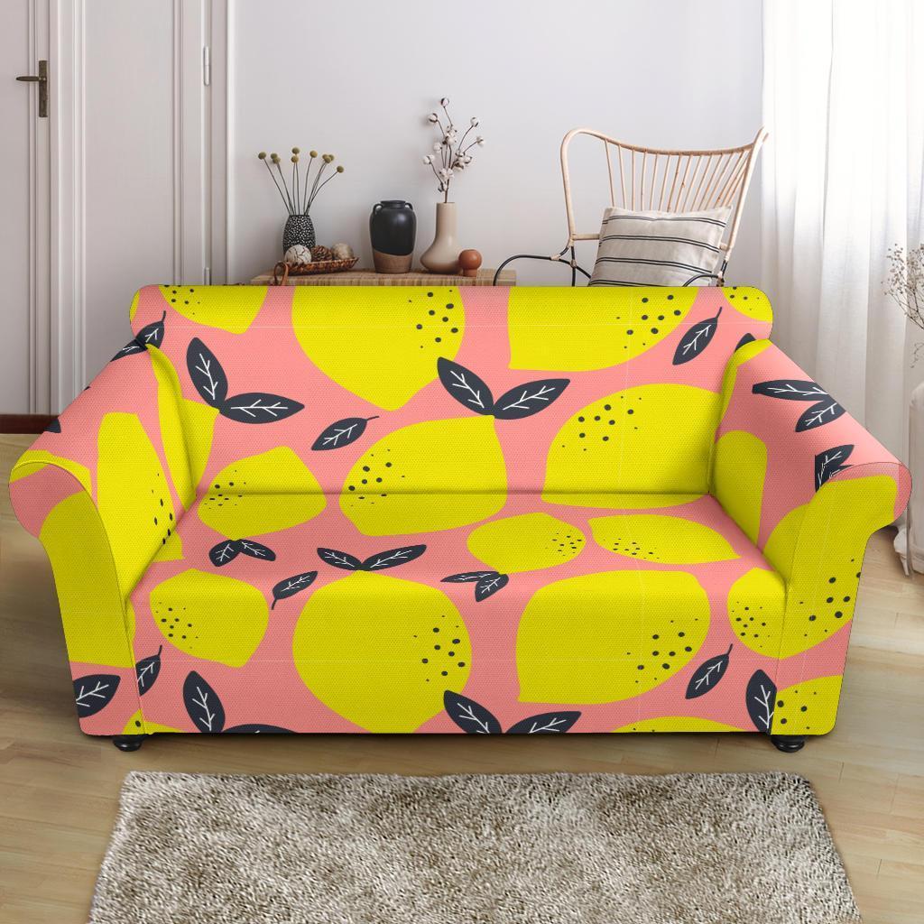 Lemon Print Pattern Loveseat Cover-grizzshop